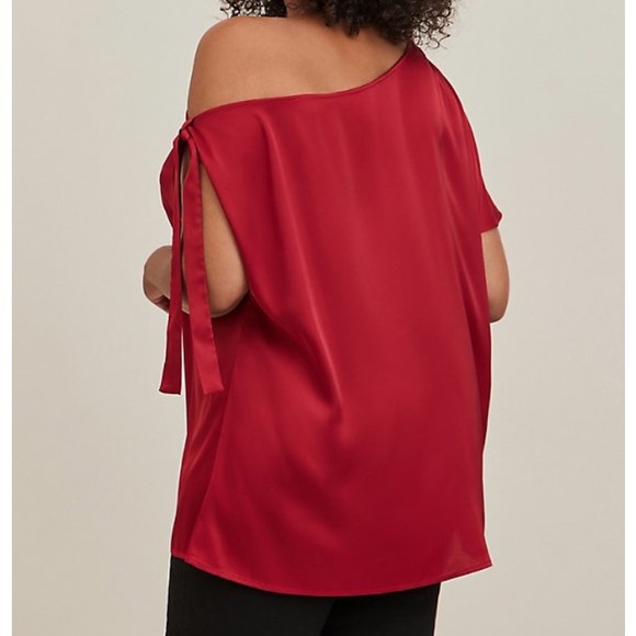 Torrid Red Satin Off-Shoulder Top - Picture 5 of 6